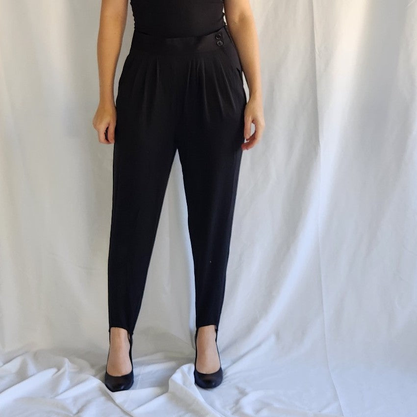 80s Black Stirrup Pants