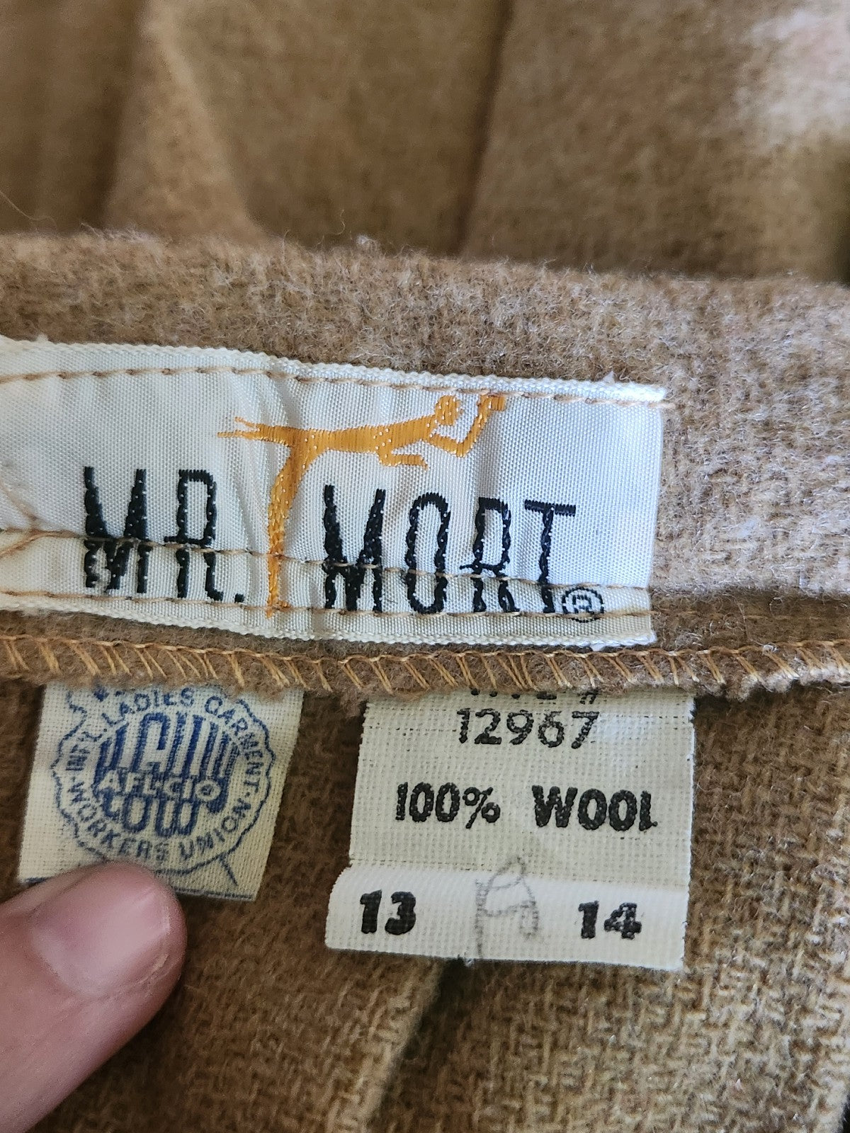 70s Tan Pleated Knee Length Skirt