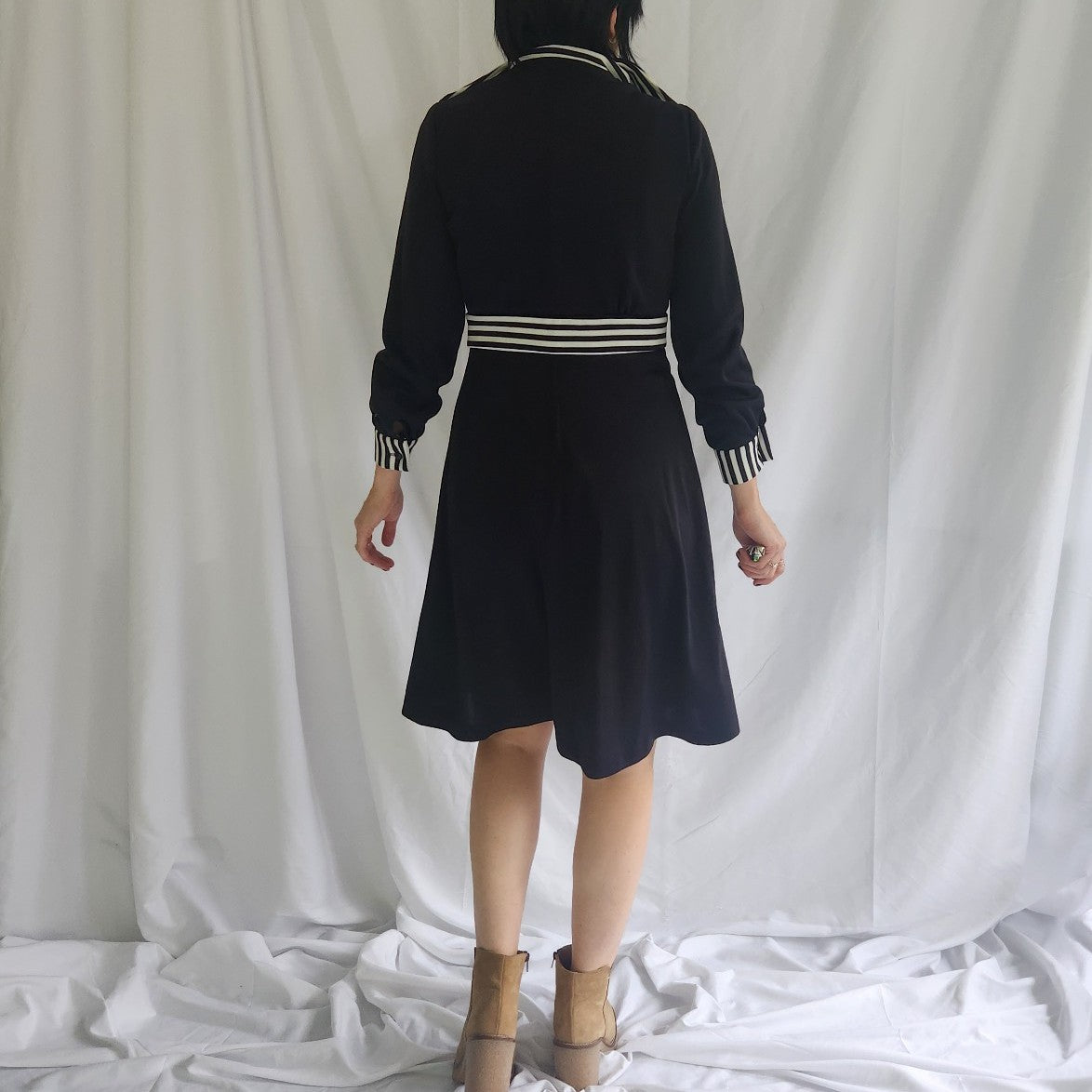 70s Black and White Striped Dress with Jacket