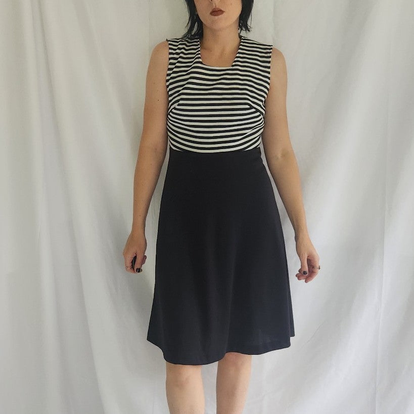 70s Black and White Striped Dress with Jacket