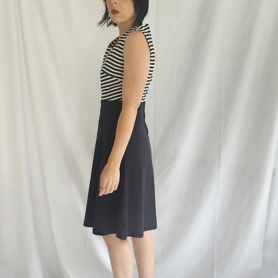 70s Black and White Striped Dress with Jacket