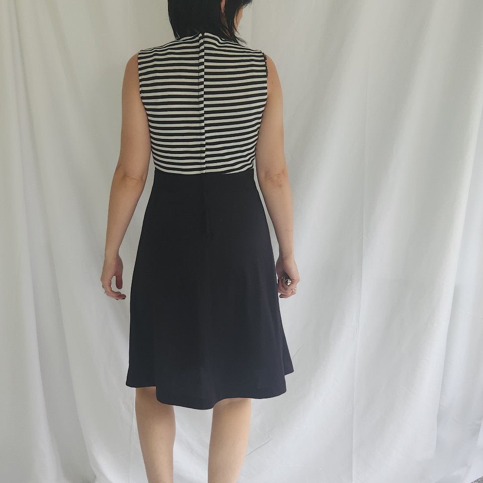 70s Black and White Striped Dress with Jacket