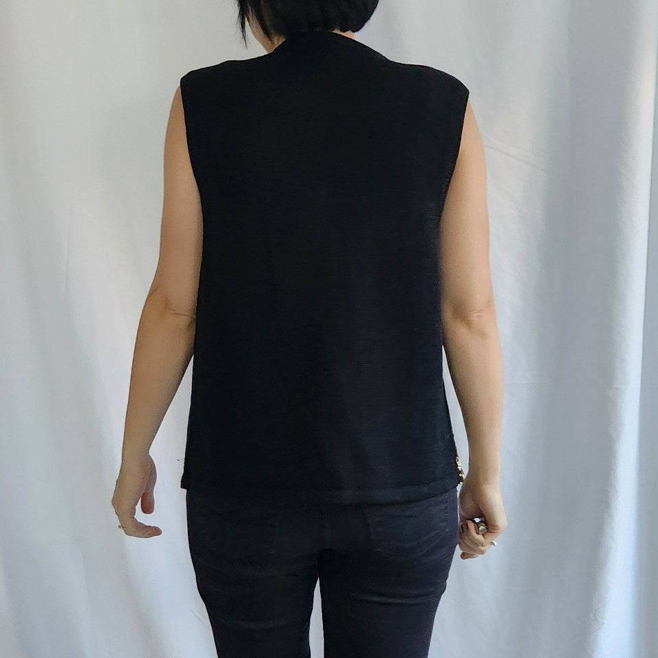 80s Black and Gold Beaded Sweater Vest