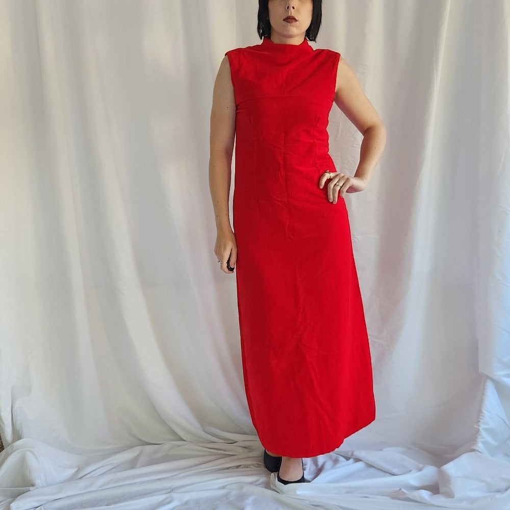 50s/60s Hand Made Red Velvet Gown