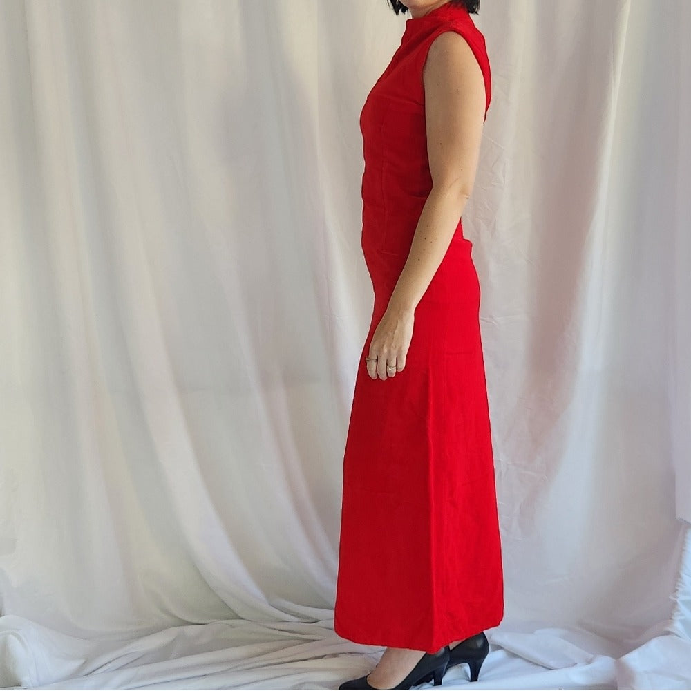 50s/60s Hand Made Red Velvet Gown