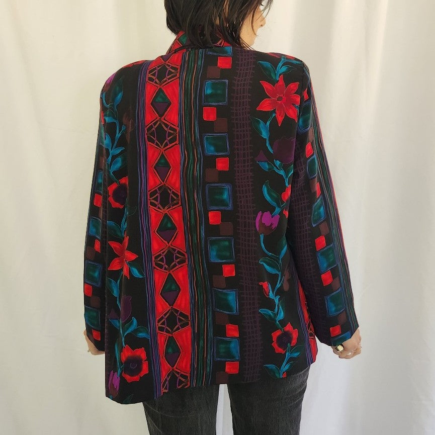 80s Black, Red, and Green Funky Blazer
