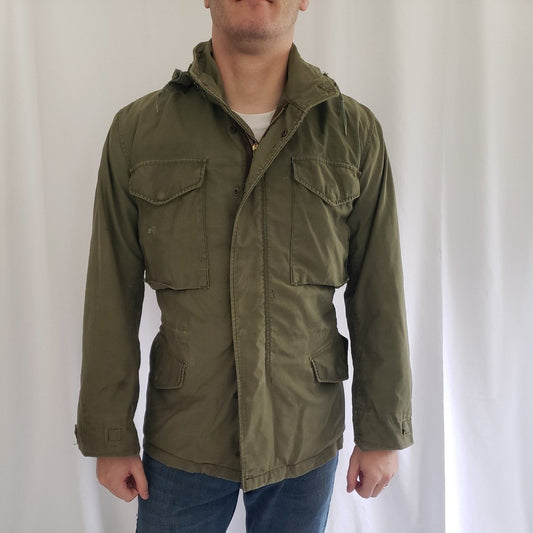 Vintage Hooded Military Green Jacket