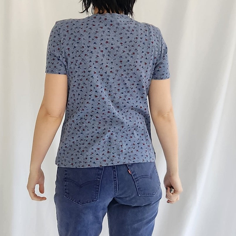 90s Blue Ditsy Floral Tee