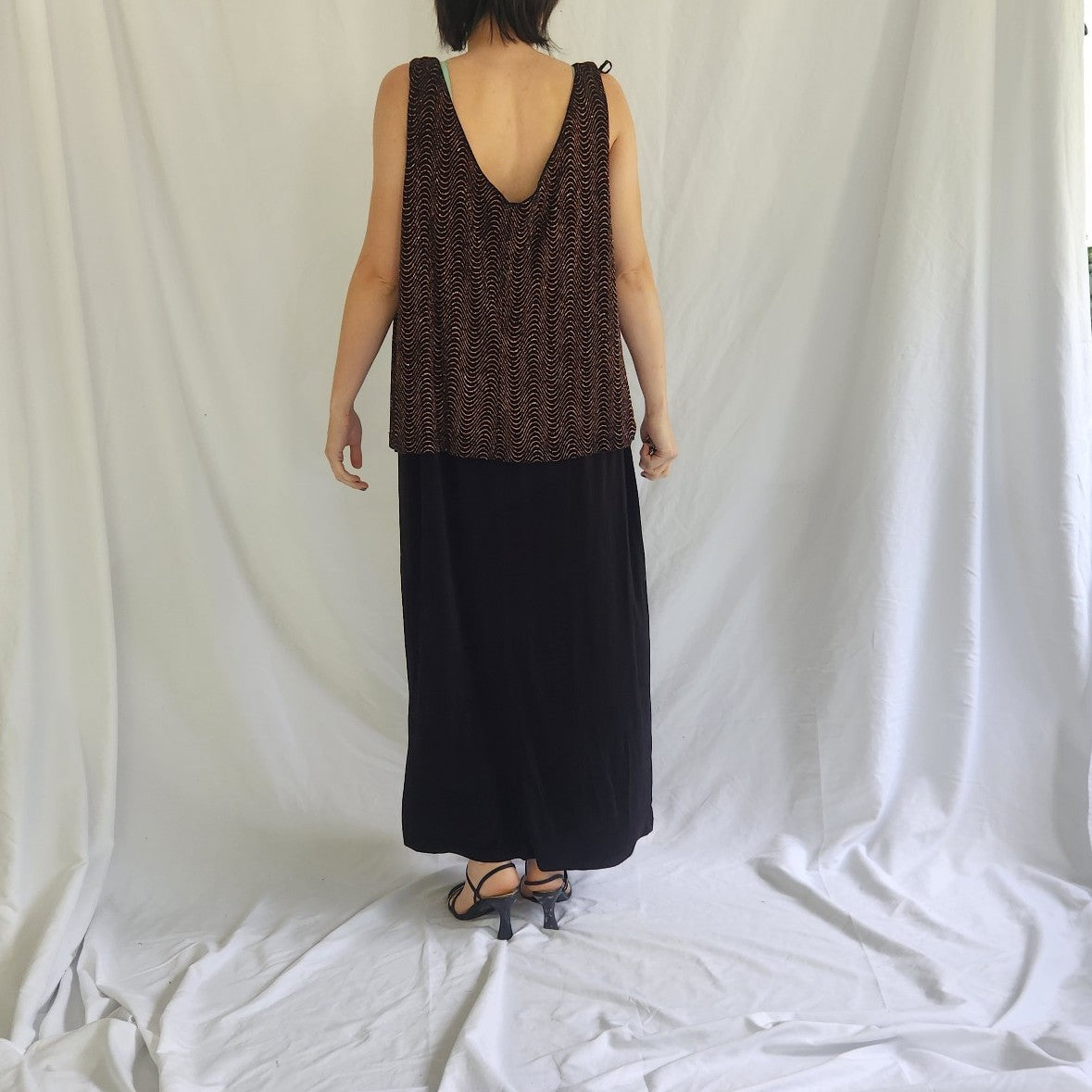 Y2K Black, Gold, and Red Glittery Dress