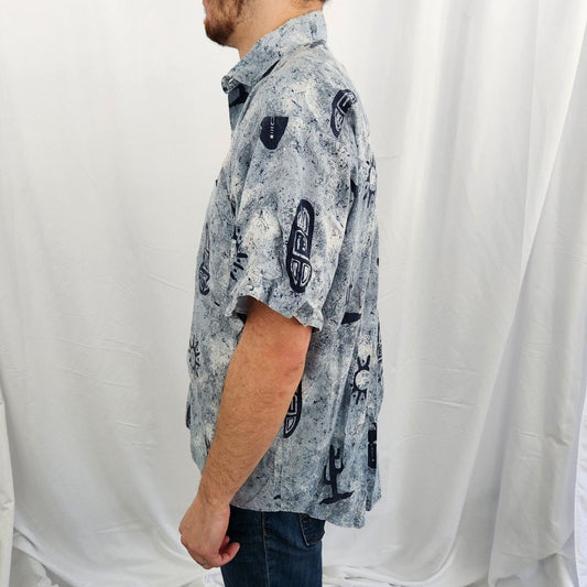 90s Blue Southwest Print Shirt