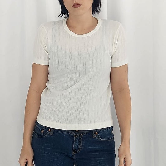 70s White Poly Tee