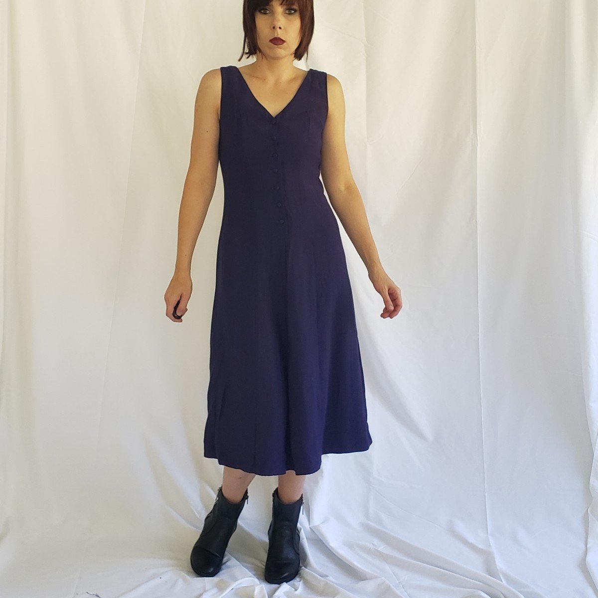 90s Purple Whimsigoth Midi Dress