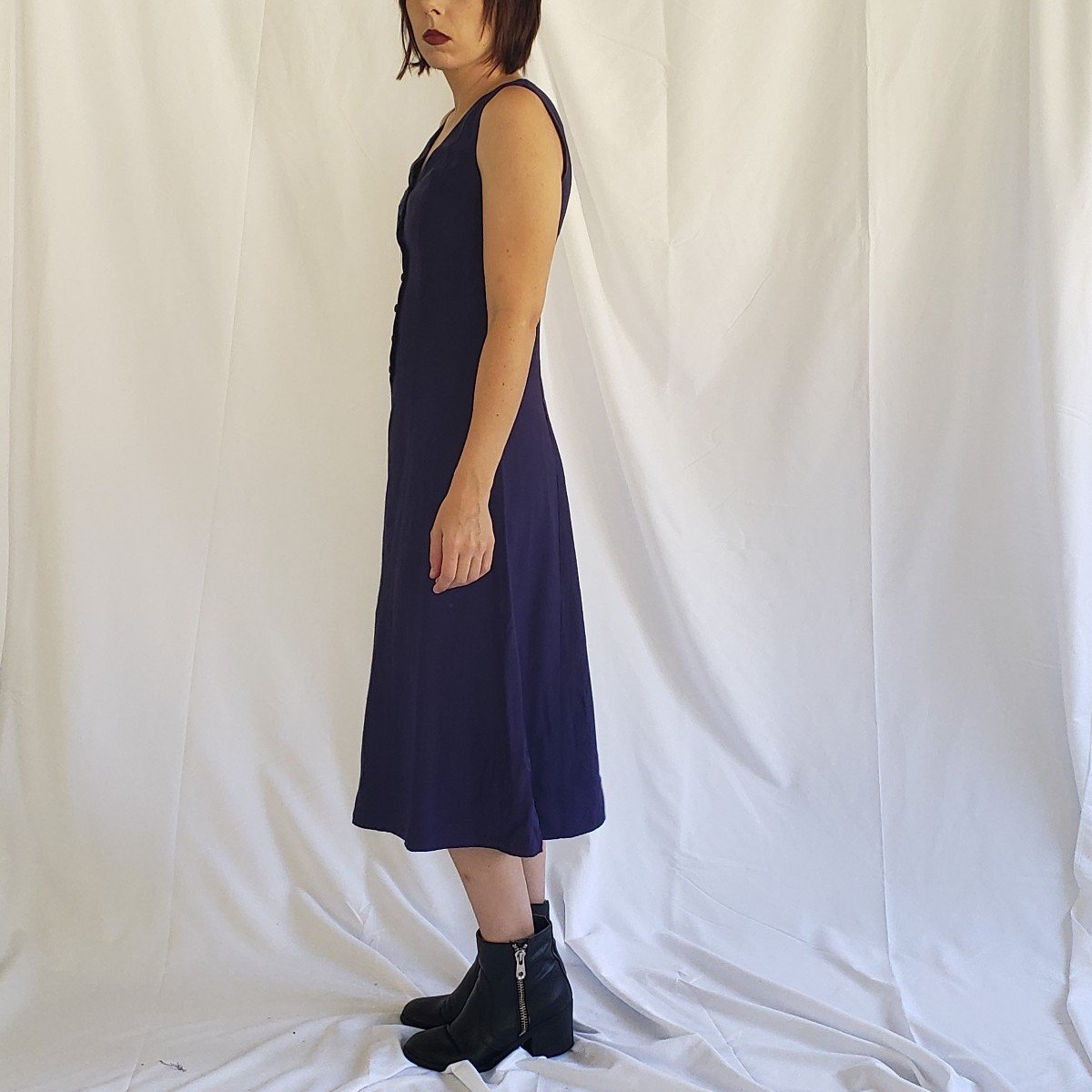 90s Purple Whimsigoth Midi Dress