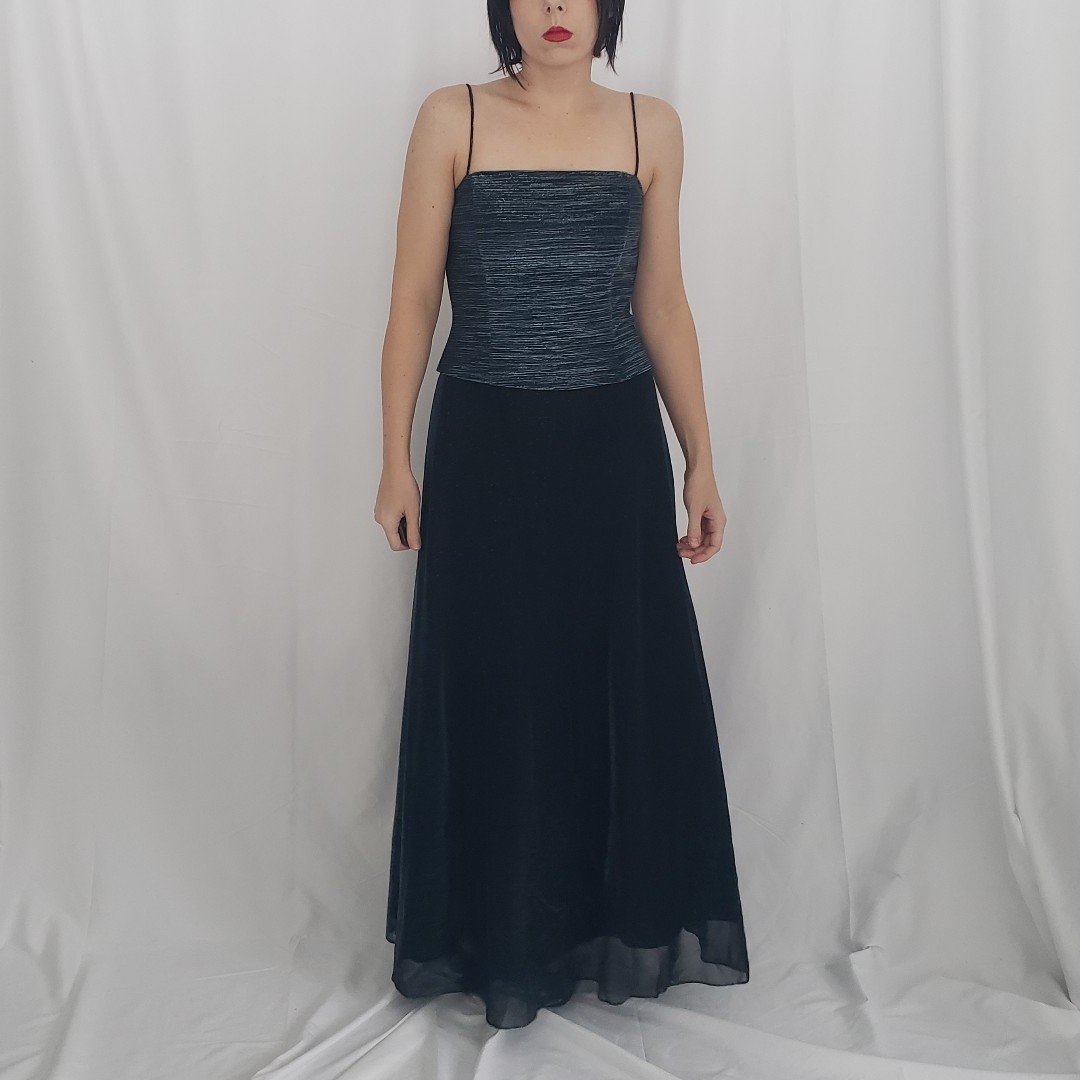 Y2K Iridescent Blue Prom Dress