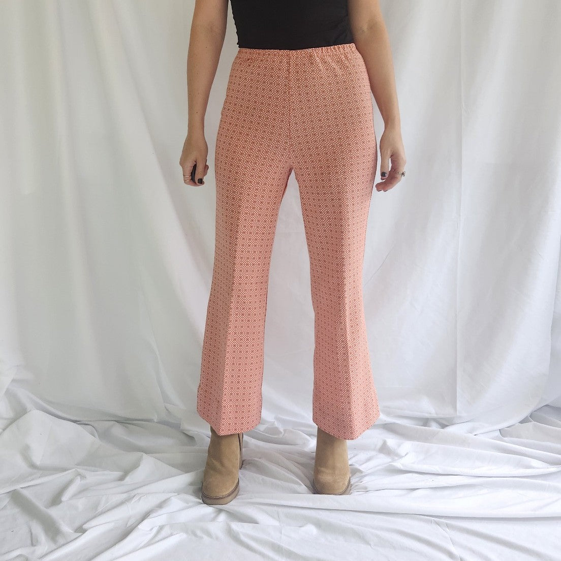 70s Orange and White Checked Pants