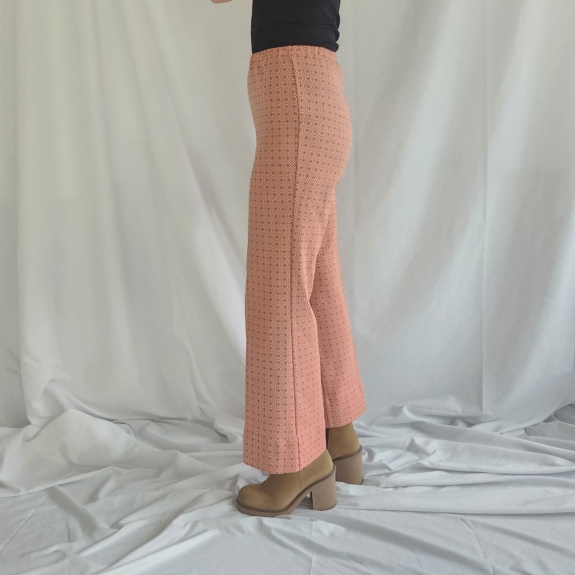 70s Orange and White Checked Pants
