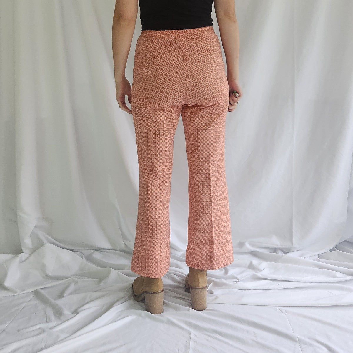 70s Orange and White Checked Pants