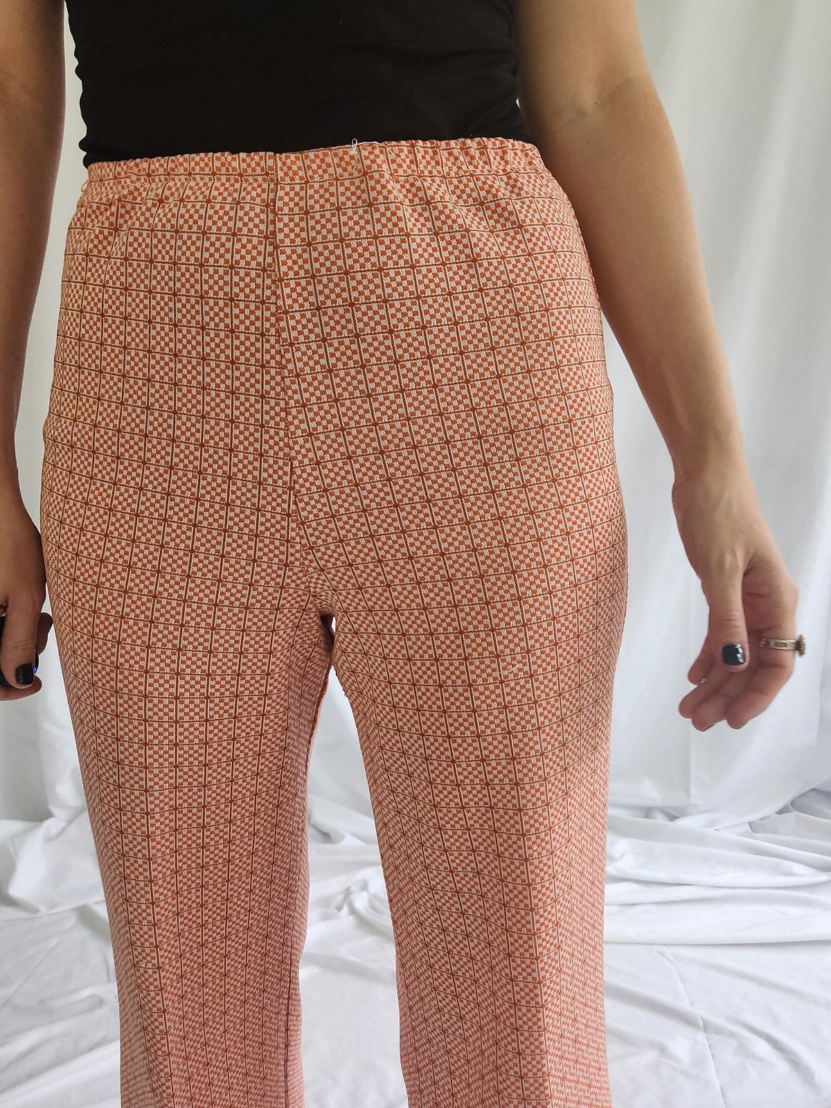 70s Orange and White Checked Pants
