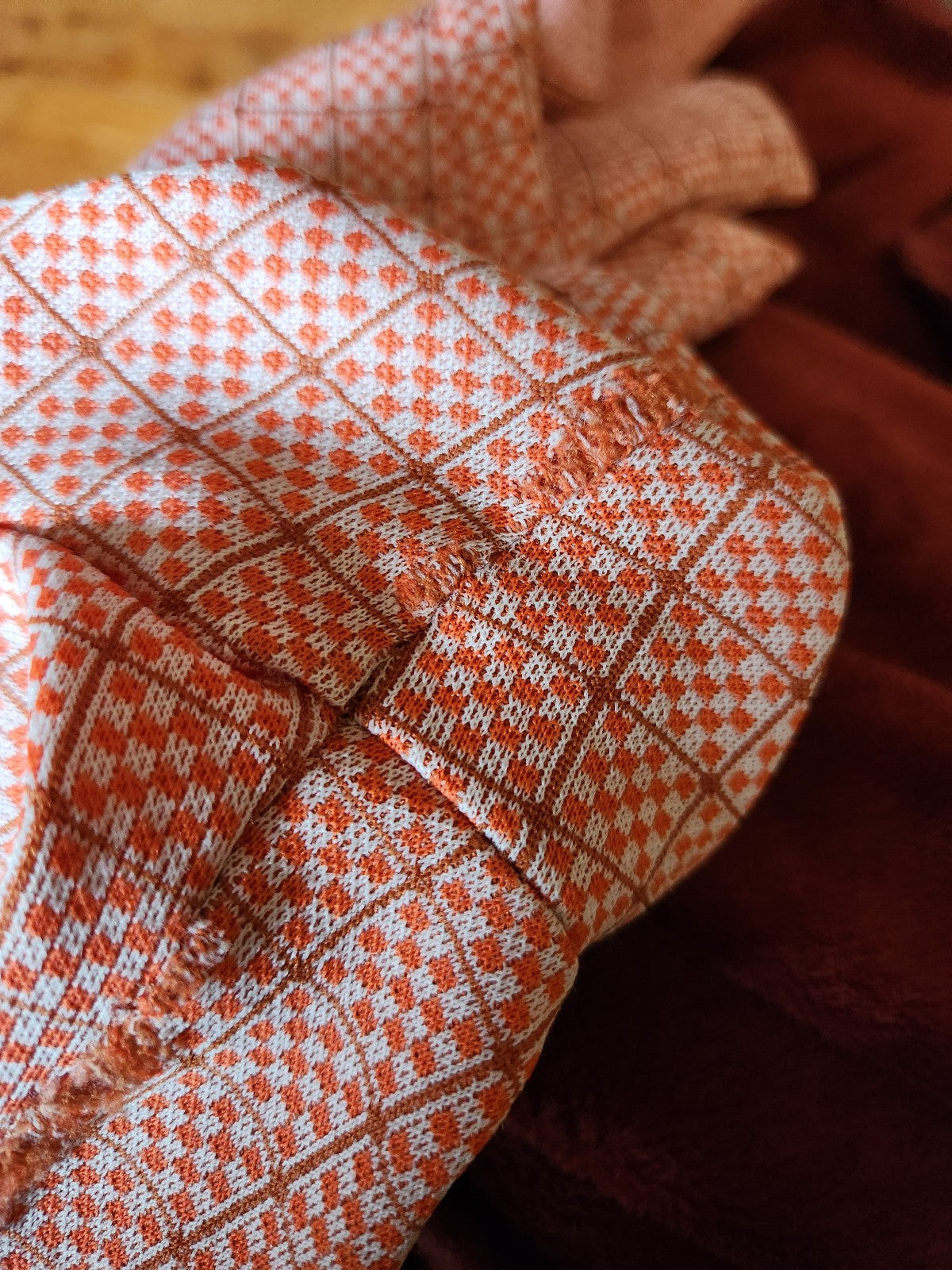 70s Orange and White Checked Pants