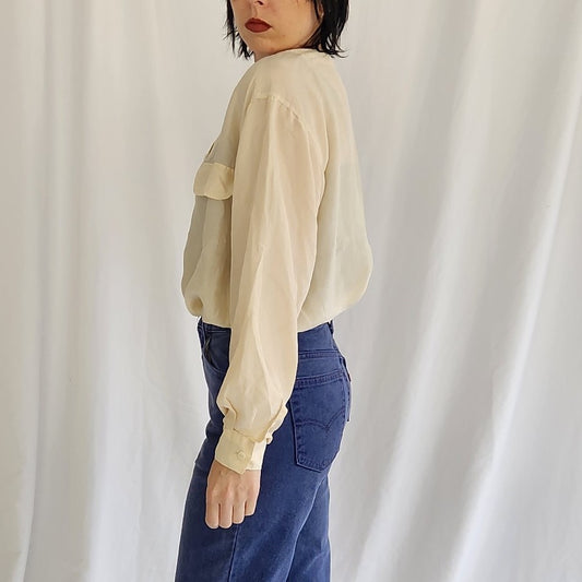 90s Cream Silk Blouse