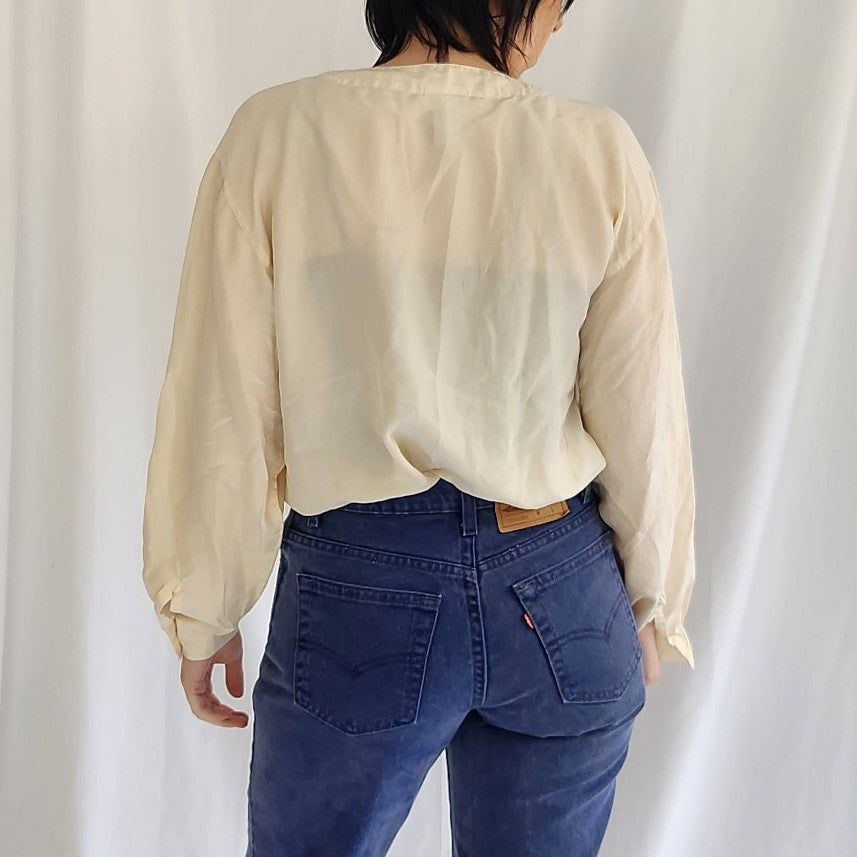 90s Cream Silk Blouse