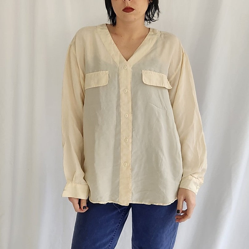 90s Cream Silk Blouse