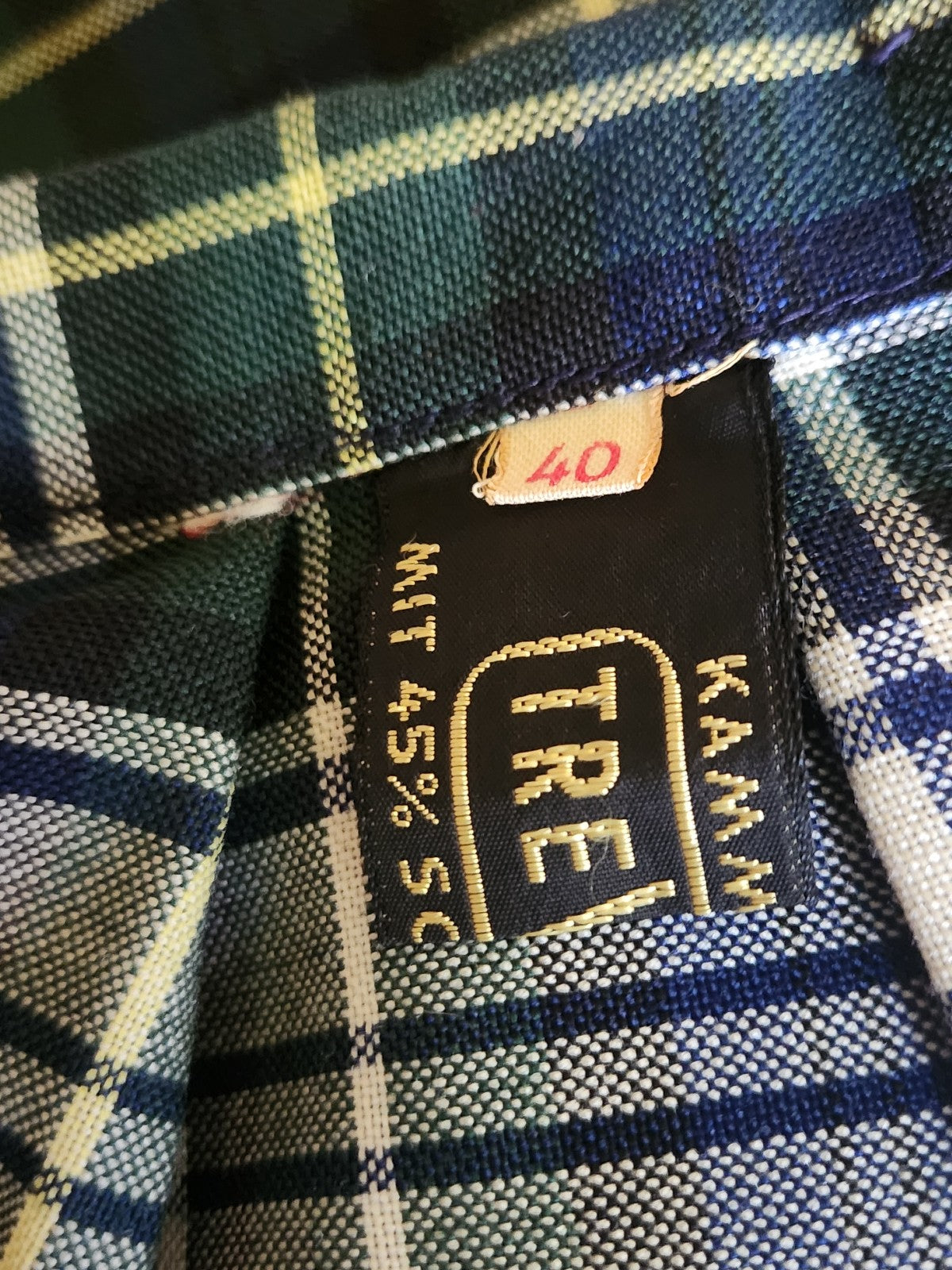 70s Green and Blue Plaid Midi Skirt