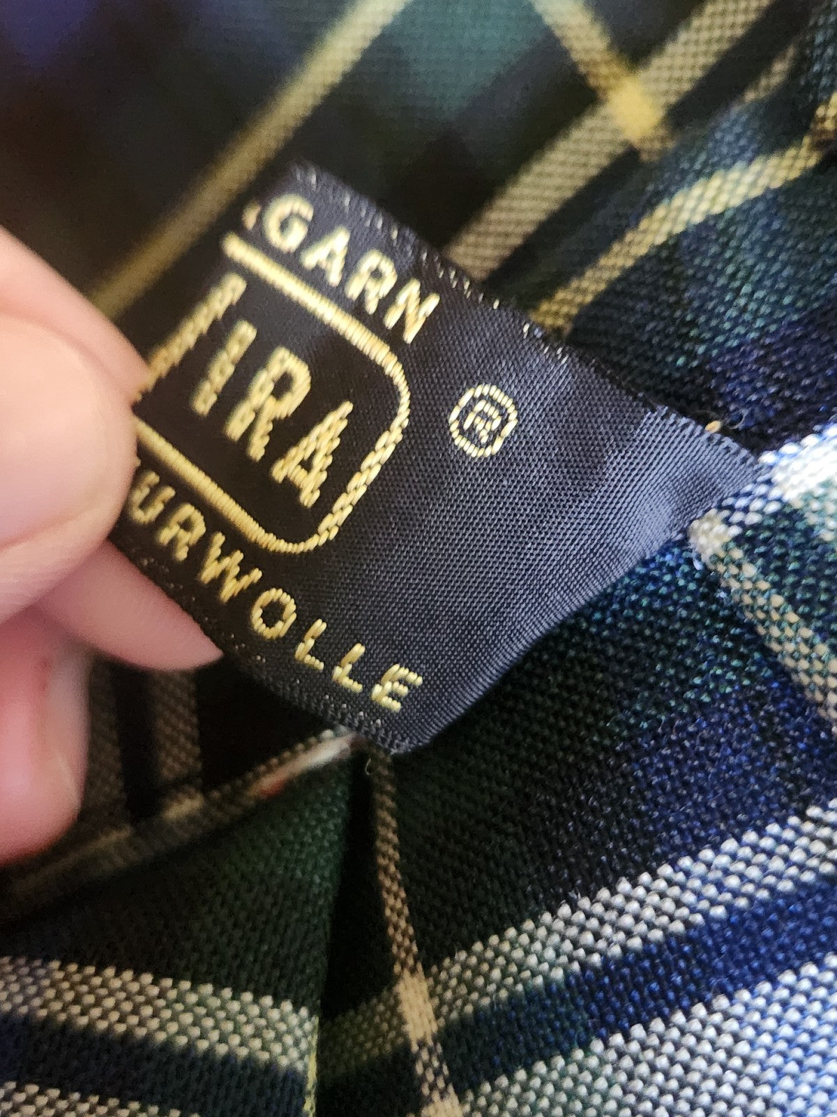 70s Green and Blue Plaid Midi Skirt