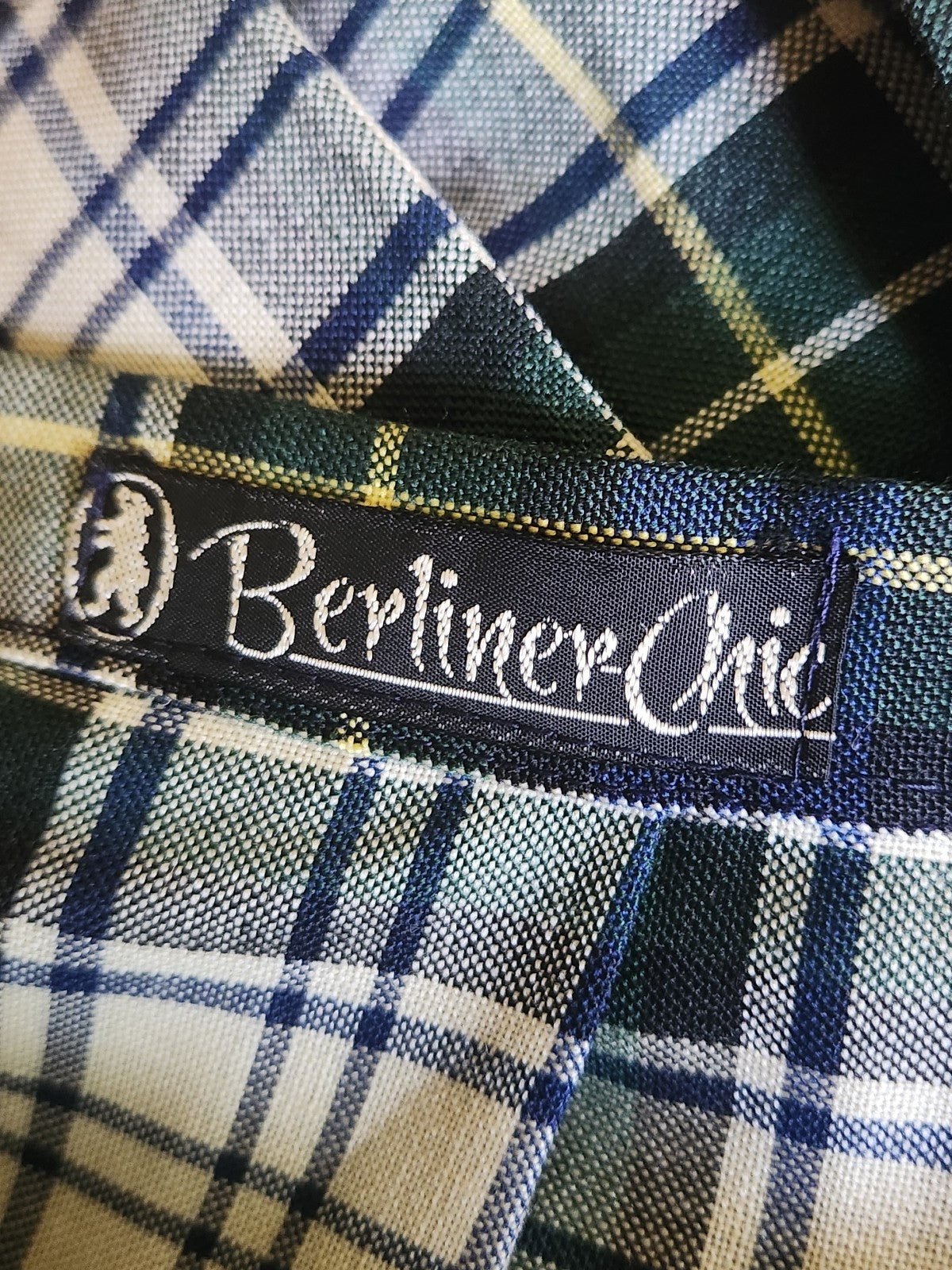 70s Green and Blue Plaid Midi Skirt