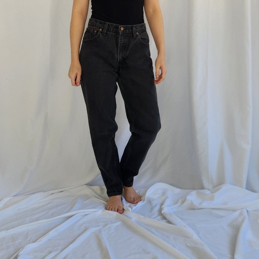 90s Levi's 550 Black Relaxed Tapered Leg Jeans