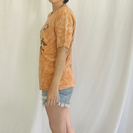 90s Orange Tie Dye Painted Horse Tee
