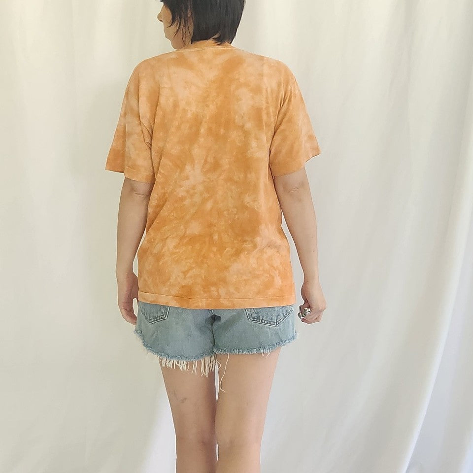 90s Oramge Tie Dye Painted Horse Tee