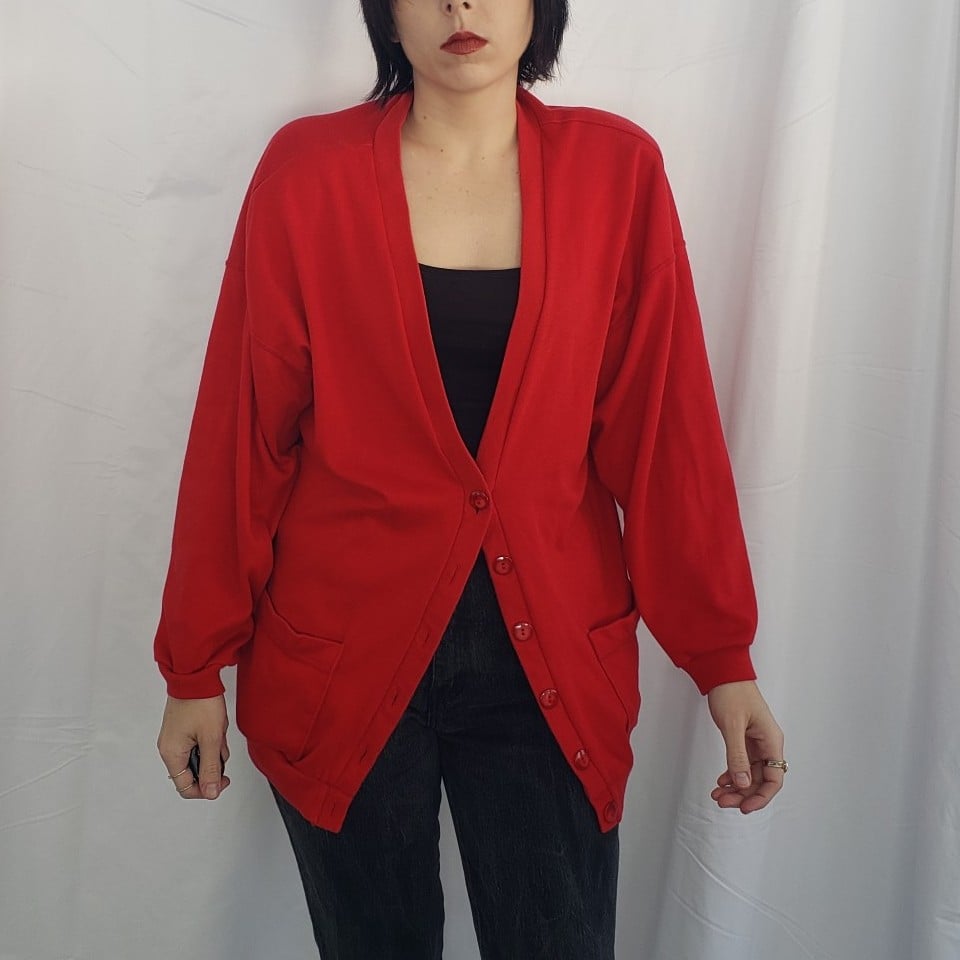 90s Red Oversize Cardigan