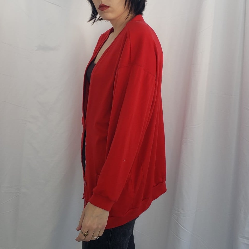 90s Red Oversize Cardigan