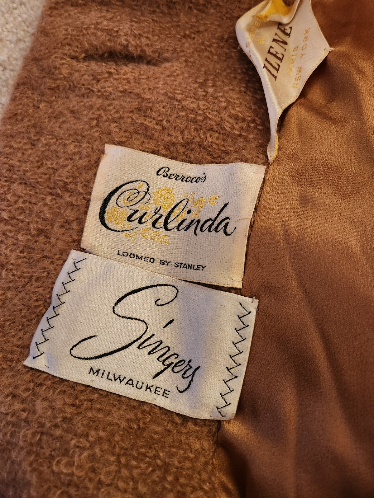 50s/60s Boucle Wool Swing Coat with Mink Collar