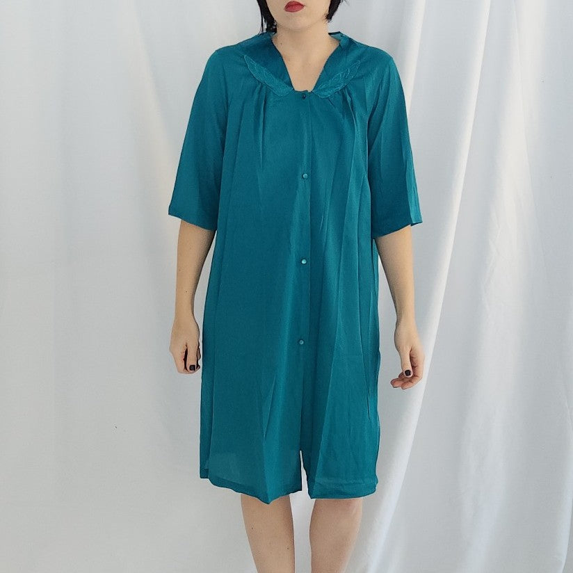90s Teal Nylon Nightgown