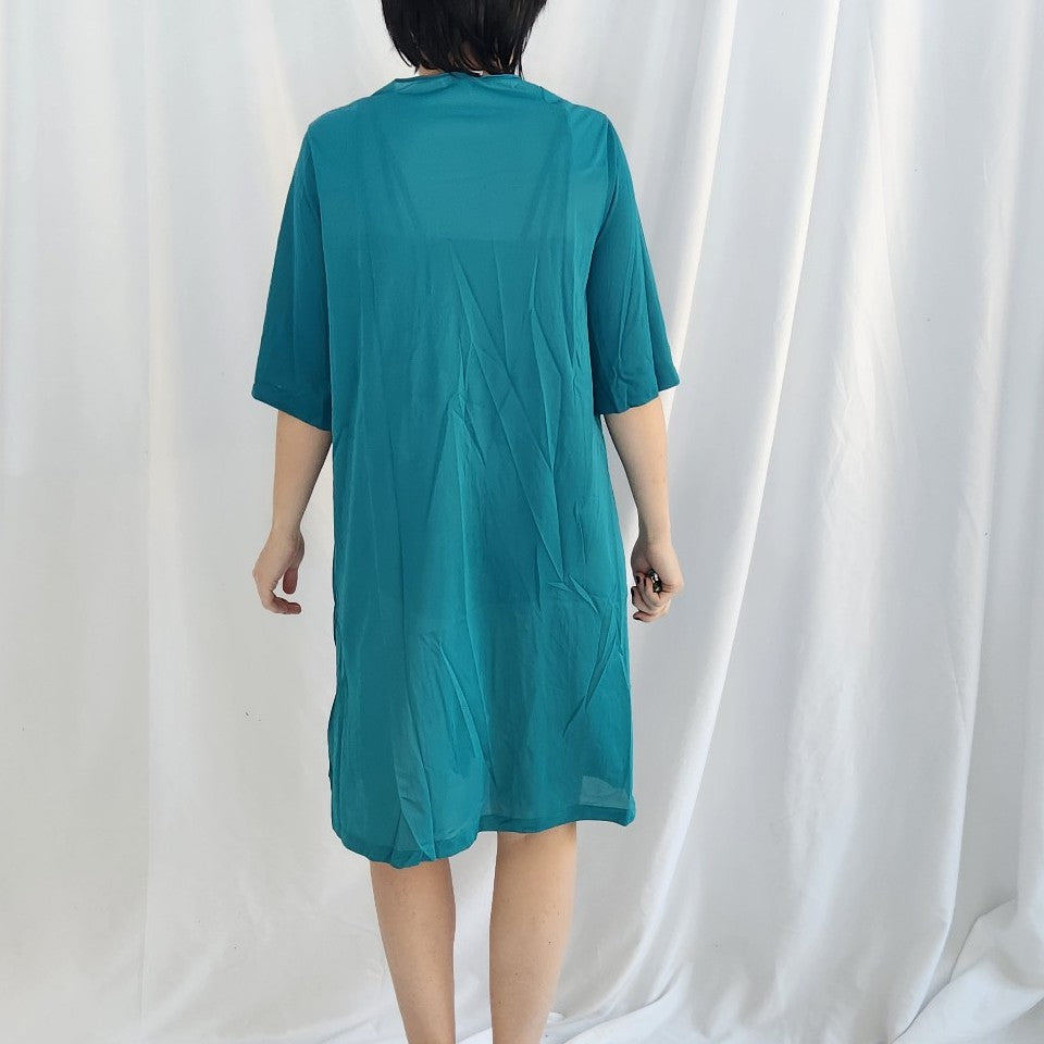 90s Teal Nylon Nightgown