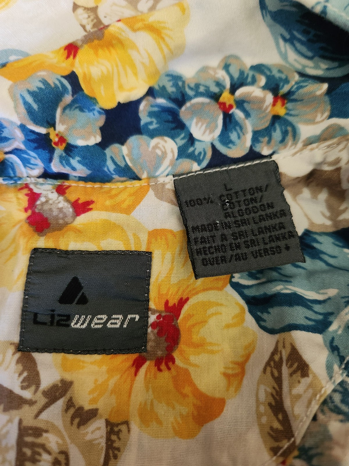 90s Liz Claiborne Yellow and Blue Floral Button Down