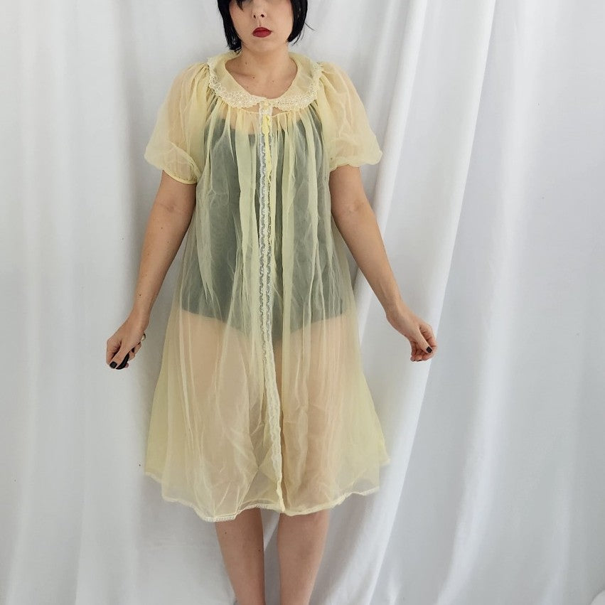 60s/70s Sheer Yellow Robe