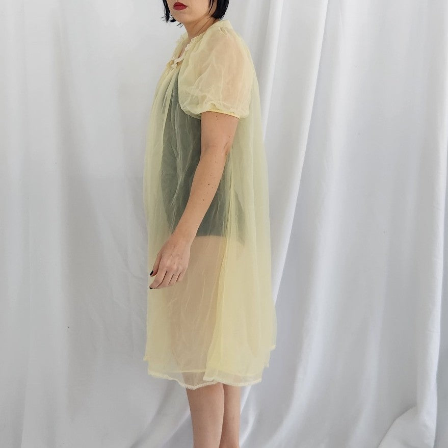 60s/70s Sheer Yellow Robe