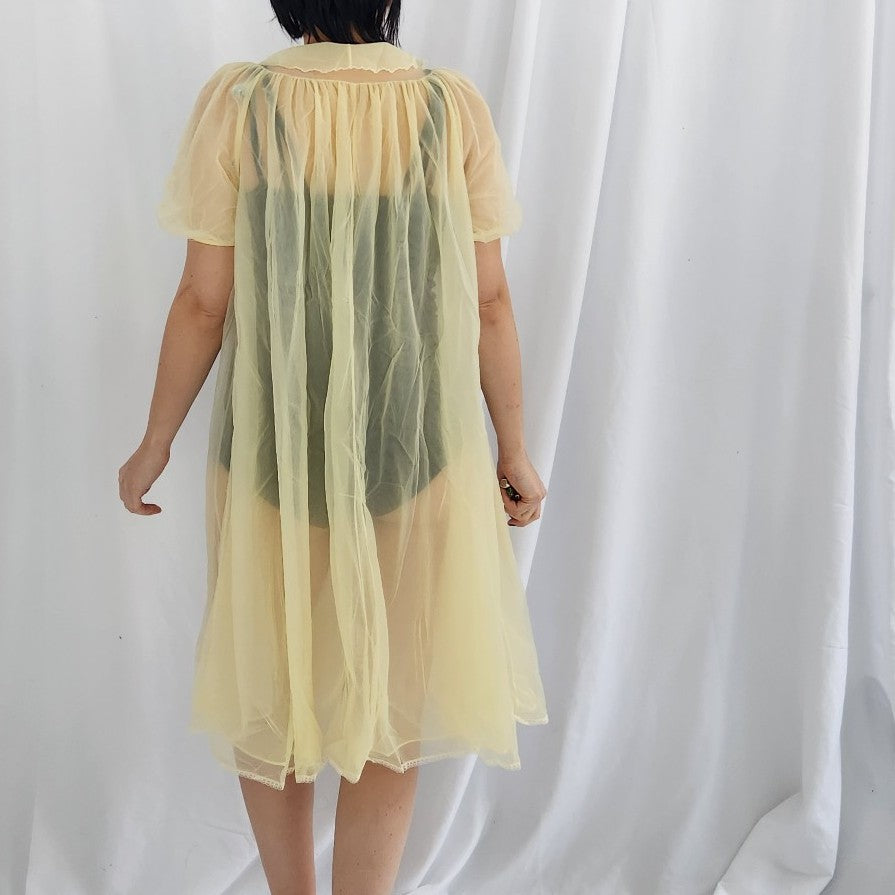 60s/70s Sheer Yellow Robe