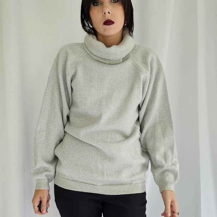 90s Silver Turtleneck Sweater