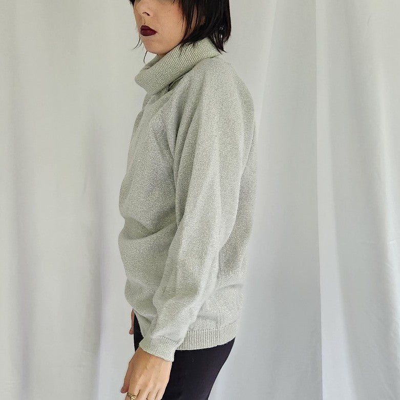 90s Silver Turtleneck Sweater