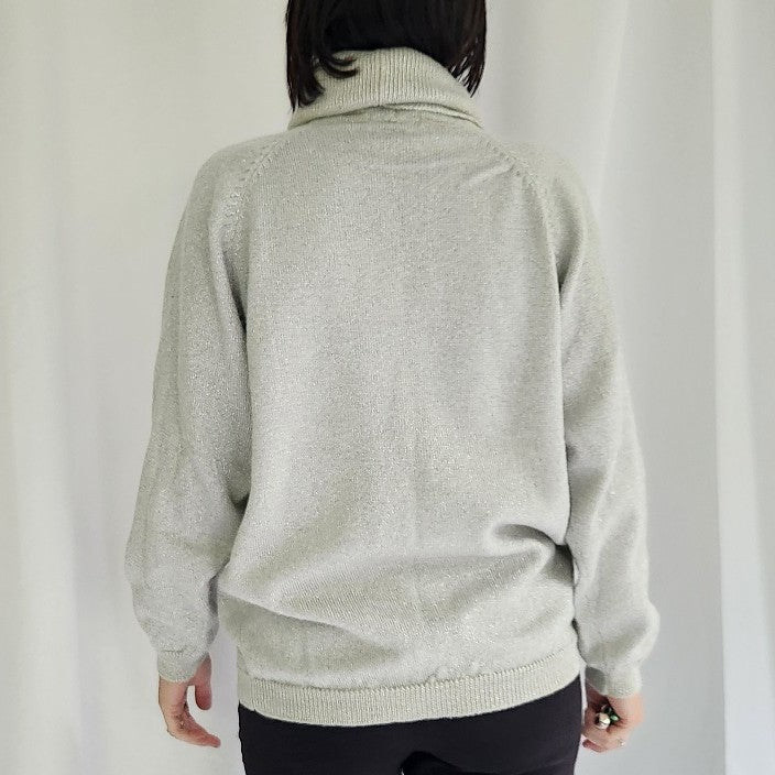 90s Silver Turtleneck Sweater