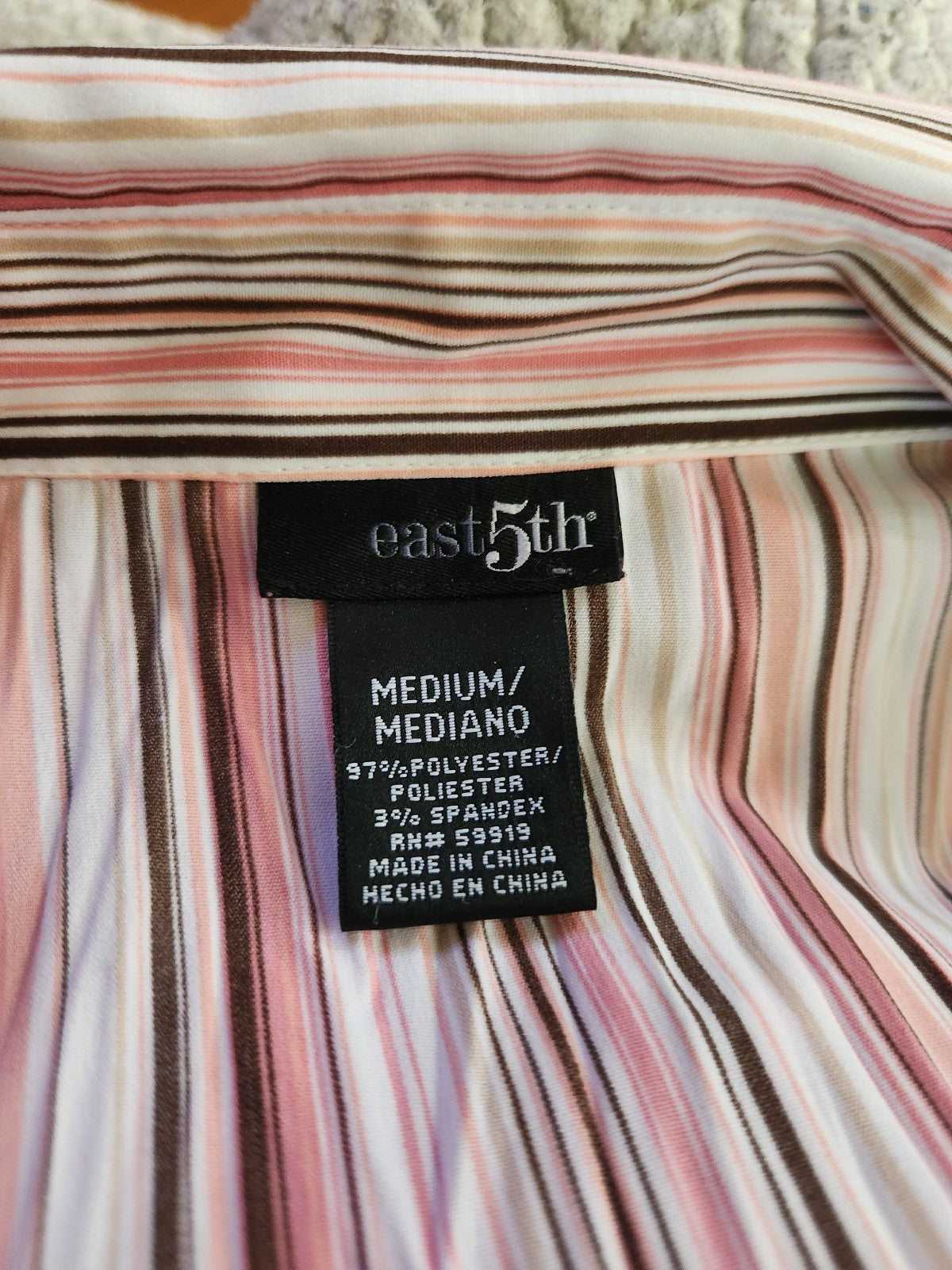 00s Pink and Brown Striped Button Down
