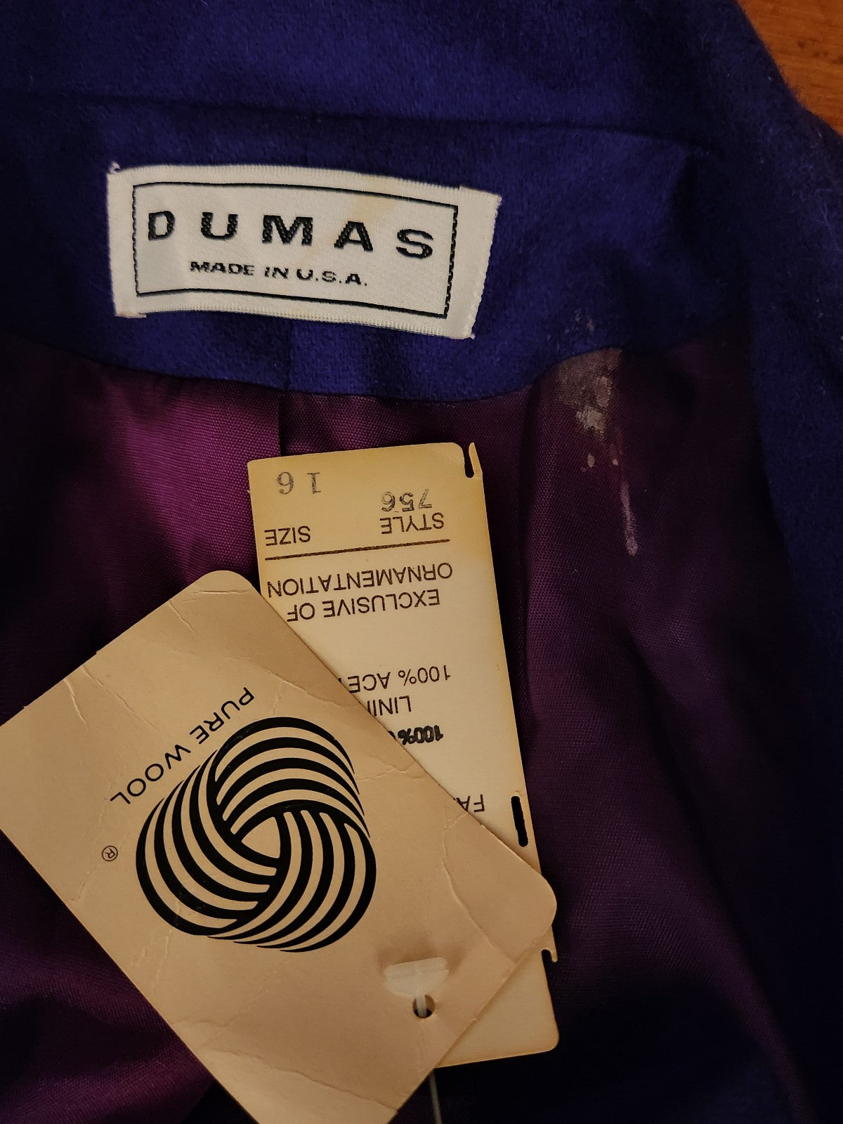 90s Deadstock Purple Wool Blazer