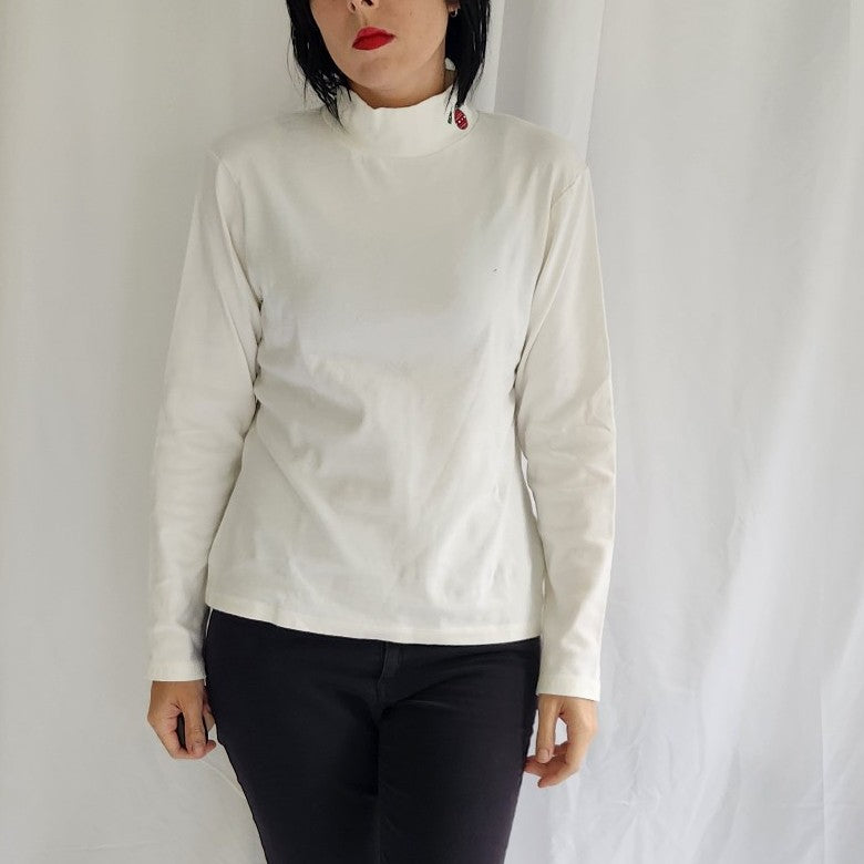 90s White Christmas Ornament Accent Turtleneck