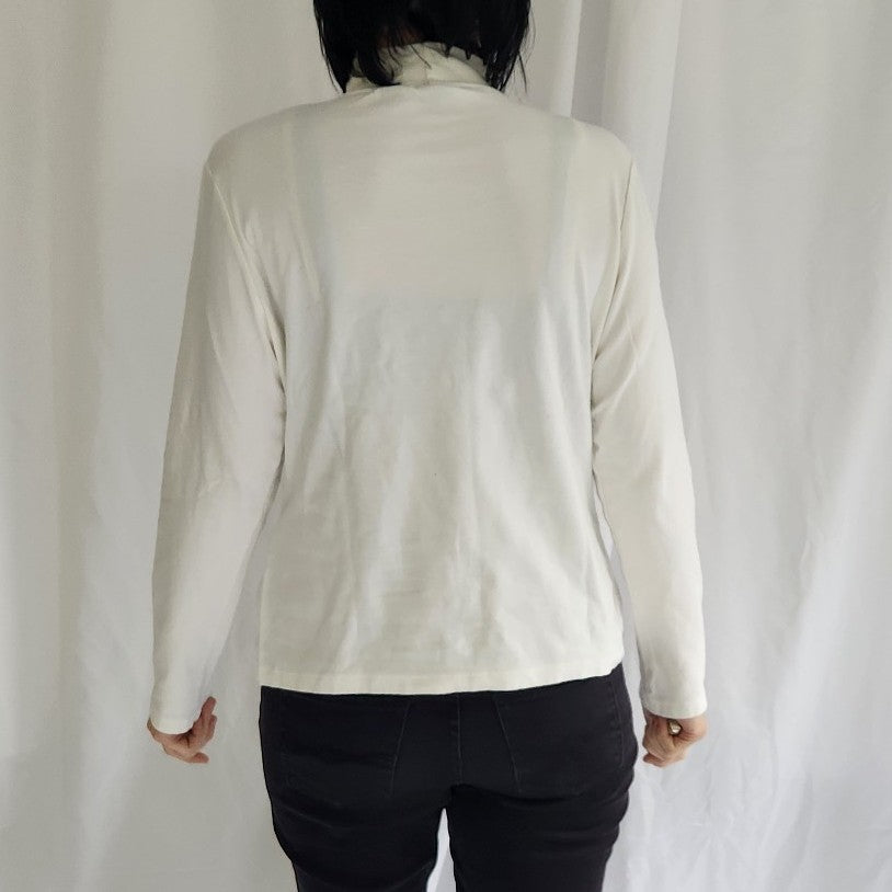 90s White Christmas Ornament Accent Turtleneck