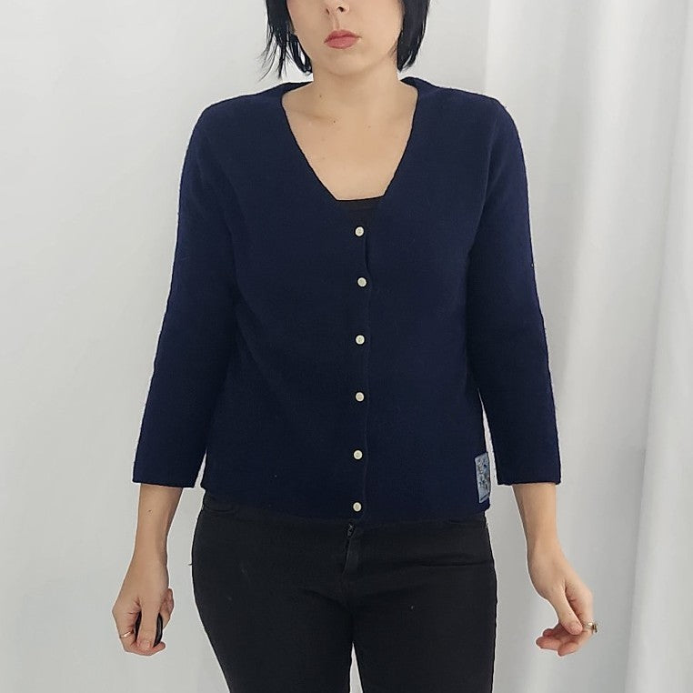 Y2K Abercrombie and Fitch Blue Lambswool Cardigan