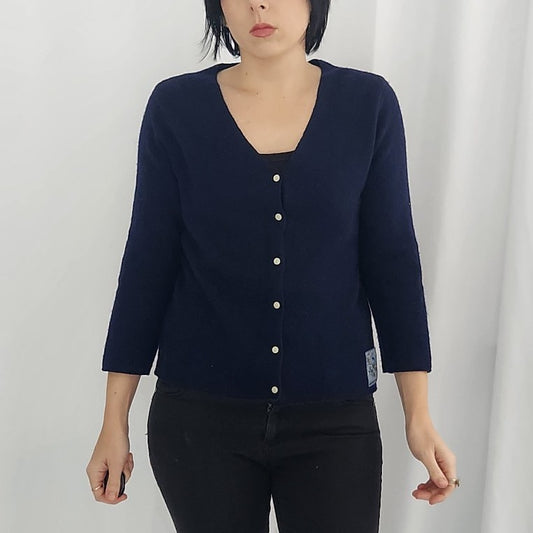 Y2K Abercrombie and Fitch Blue Lambswool Cardigan